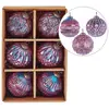 BELIANI Lot de 6 Boules de Sapin de Noël Suspension Fait Main en Verre Rose Astral