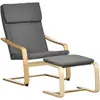 HOMCOM Fauteuil avec Repose-Pieds, Ensemble de Fauteuil en Tissu Effet...