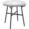 Outsunny Table basse ronde de jardin en résine aspect rotin métal et p...