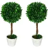 HOMCOM Lot de 2 arbres buis artificiels, plante artificielle, feuilles...