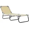 Outsunny Chaise longue, dossier réglable sur 5 positions, séchage rapi...