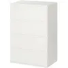 HOMCOM Commode Sideboard avec 4 tiroirs, 55 cm x 33 cm x 80 cm, Blanc