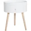 HOMCOM Table basse avec tiroir, ronde, design scandinave, rebord de pr...