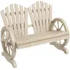 Outsunny Banc de jardin, Design roue de chariot, pour 2 personnes, Boi...
