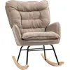 HOMCOM Fauteuil à Bascule, Assise Large, Haut Dossier, Cadre en Hêtre,...