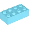 LEGO® Brique 2x4 Moyen Bleu Azur (Medium Azure) 100 pièces