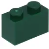 LEGO® brique 1x2 vert foncé (Dark Green) 100 pièces