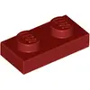 LEGO® 1x2 plaque rouge foncé (Dark Red) 25 pièces