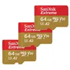 Lot de 3 Carte Mémoire microSDXC SanDisk Extreme 64 Go A2 jusqu'à 170 ...