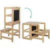 ALIGHTUP Tour d'observation pour Enfants,Tour d'apprentissage Transformable Pliable Montessori Learning Bois Naturel avec Tableau Noir À