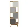 Bibliothèque 4 portes 65x35x191 cm naturel et gris - CLYDE