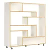 Maison et Styles Etagère design sur roulettes 140x35x143 cm blanc et chêne