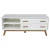 Meuble TV Design "Kensal" 130cm Chêne & Blanc