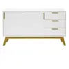 Paris Prix Buffet 3 Tiroirs & 2 Portes "Kensal" 149cm Chêne & Blanc