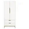 Non communiqué Armoire 2 portes 2 tiroirs 80x55x195 cm blanc et doré - ROLAND