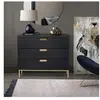 Maison et Styles Commode 3 tiroirs 91x36x75 cm anthracite et doré - LOUNIS