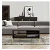 Table basse 100x44x45 cm décor chêne noir et métal doré - LOUNIS