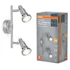 Spot pour plafond OSRAM, argent, métal à 2 lampes GU10-LED 2 700 K
