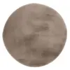 GENERIQUE Tapis Uni Rond Doux à Poils Longs Rabbit Taupe 120 cm