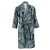 Peignoir de Bain en Coton Tropical Noir & Vert L