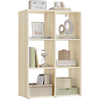 WOLTU Bibliothèque, étagère rangement à 3 niveaux avec 6 cubes, meuble cube, chêne clair