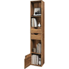 WOLTU Bibliothèque étagère colonne,avec 5 compartiments,2 tiroirs et 1 casier,bois artificiel,chêne brun