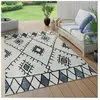 PACO HOME Tapis Intérieur & Extérieur Tissage À Plat Géométrique Abstrait Design Losanges Ethnique Bleu  [80x150 cm]