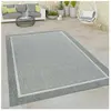 PACO HOME Tapis À Poils Ras Intérieur & Extérieur Aspect 3D Bordure Uni Look Naturel En Gris [80x150 cm]
