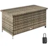 TECTAKE Coffre de jardin de rangement pour coussins en rotin marron naturel TU