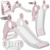 TECTAKE Toboggan pliable JOY pour enfants avec panier de basket - rose vif