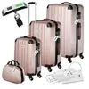 TECTAKE Set de valises rigides Cleo 4 pièces avec pèse-valise - or rose