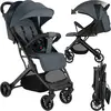 TECTAKE Poussette buggy pliage à une main avec harnais à 5 points, frein de stationnement et arceau de sécurité gris anthracite