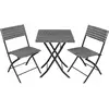 TecTake Salon de jardin Pour 2 personnes Résistant aux UV Faible poids gris TU