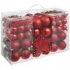 Tectake Lot de 86 décorations de Noël rouges mate brillante ou pailletée rouge
