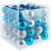 TECTAKE Lot de 64 boules de Noël argentées/bleues argentées/bleues TU