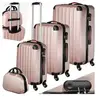 TECTAKE Set de Valises Trolley Rigides 4 pièces, 3 trolleys et une trousse de beauté en plastique ABS robuste TU