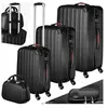 TECTAKE Set de Valises Trolley Rigides 4 pièces, 3 trolleys et une trousse de beauté en plastique ABS robuste TU
