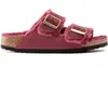 Sandales femme Birkenstock Arizona Shearling Suede Leather Rouge 38 Ét...