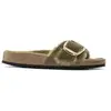 Sandales femme Birkenstock Madrid Big Buckle Shearling Oiled Leather V...