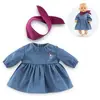 Robe en Jean Manches Longues et Foulard pour poupon 30 cm  