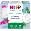 Hipp Bio Délices de Lait Fromage Blanc Nature Sucré +6m 4 x 100g