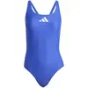 adidas Maillot de Bain 3 Bars pour Femme 32, Bleu Semi-lucide/Blanc, 60