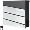 ML-DESIGN Boîte aux Lettres Murale 37x36,5x11 cm, Anthracite/ Façade Imitation Marbre Blanc, Acier, Boîte Postale avec Compartiment á