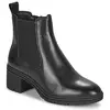 Bottine Cuir Tamaris Elasto - Noir - Femme - Zip - Talon Large