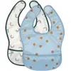 Lässig Lot de 2 bavoirs Happy Rascals Smile bleu ciel
