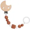 LÄSSIG Attache-tétine wood/silicone Little Universe brown