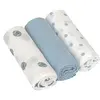 Lot de 3 langes doux Tiny Team bleu (80 x 80 cm)