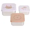 Lot De 3 Boites Gigognes En Inox Tiny Team Cat Rose