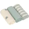 Lot de 3 langes mousseline Tiny Team vert granit (60x60 cm)