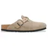 Birkenstock Boston Sabots Régulières En Daim Taupe Pour Femmes EU 37